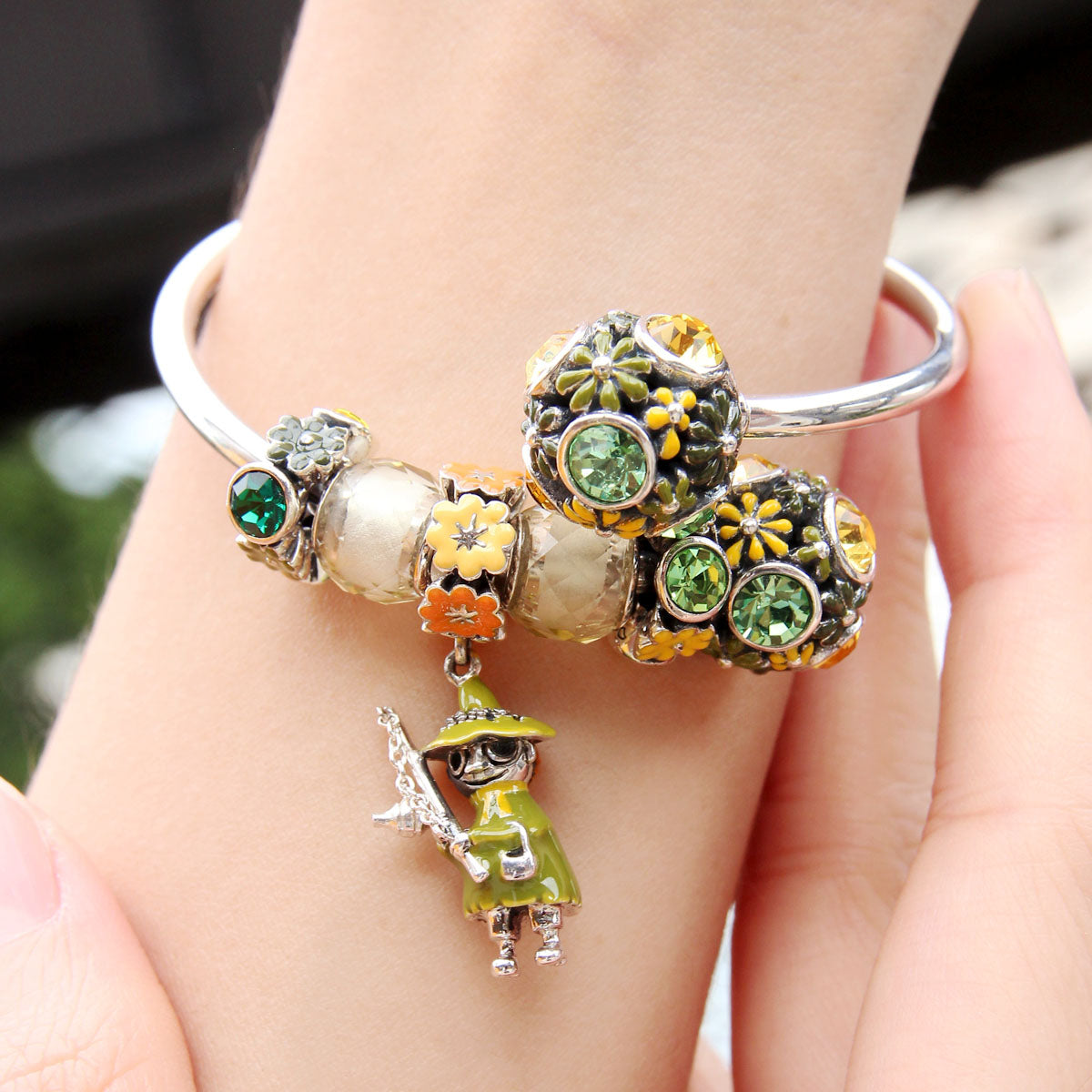 Moomin Flower Bangle Green