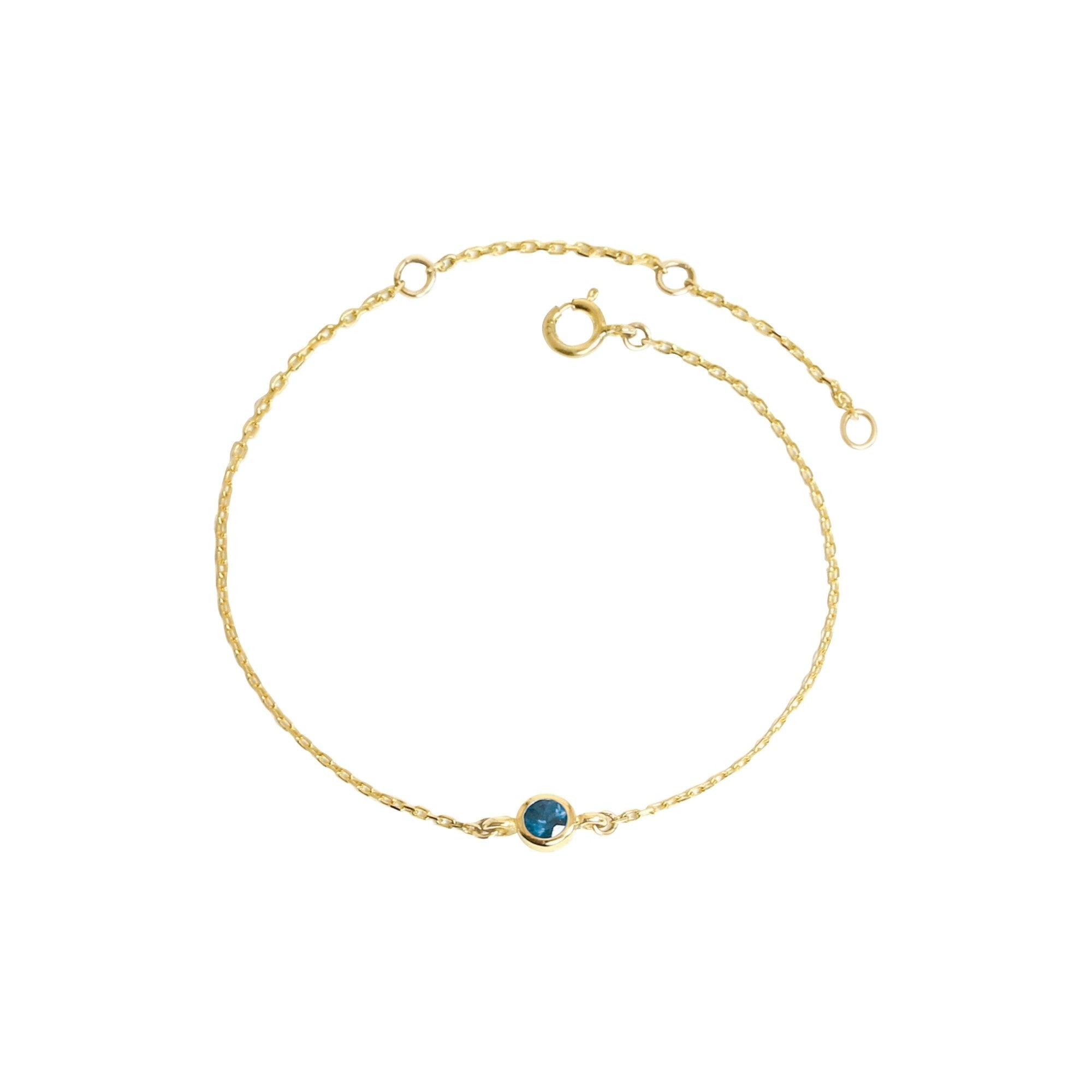 Round: Solid 9K Gold Bracelet with Genuine Gemstones