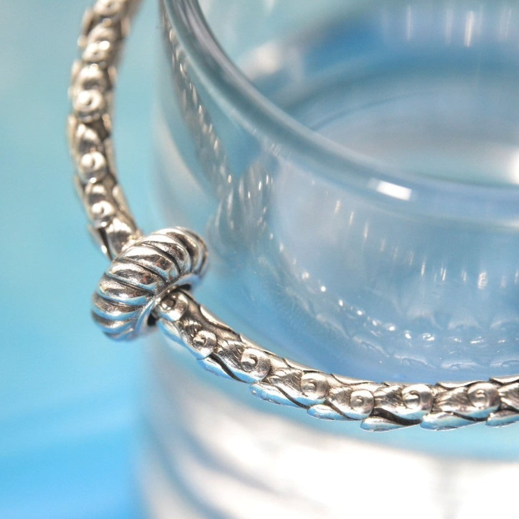 Ocean Waves Sterling Silver Open Bangle